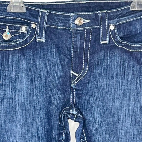 True Religion Slim Straight Flap Pocket Jeans w/Swarovski Crystals - 31 - Picture 4 of 12